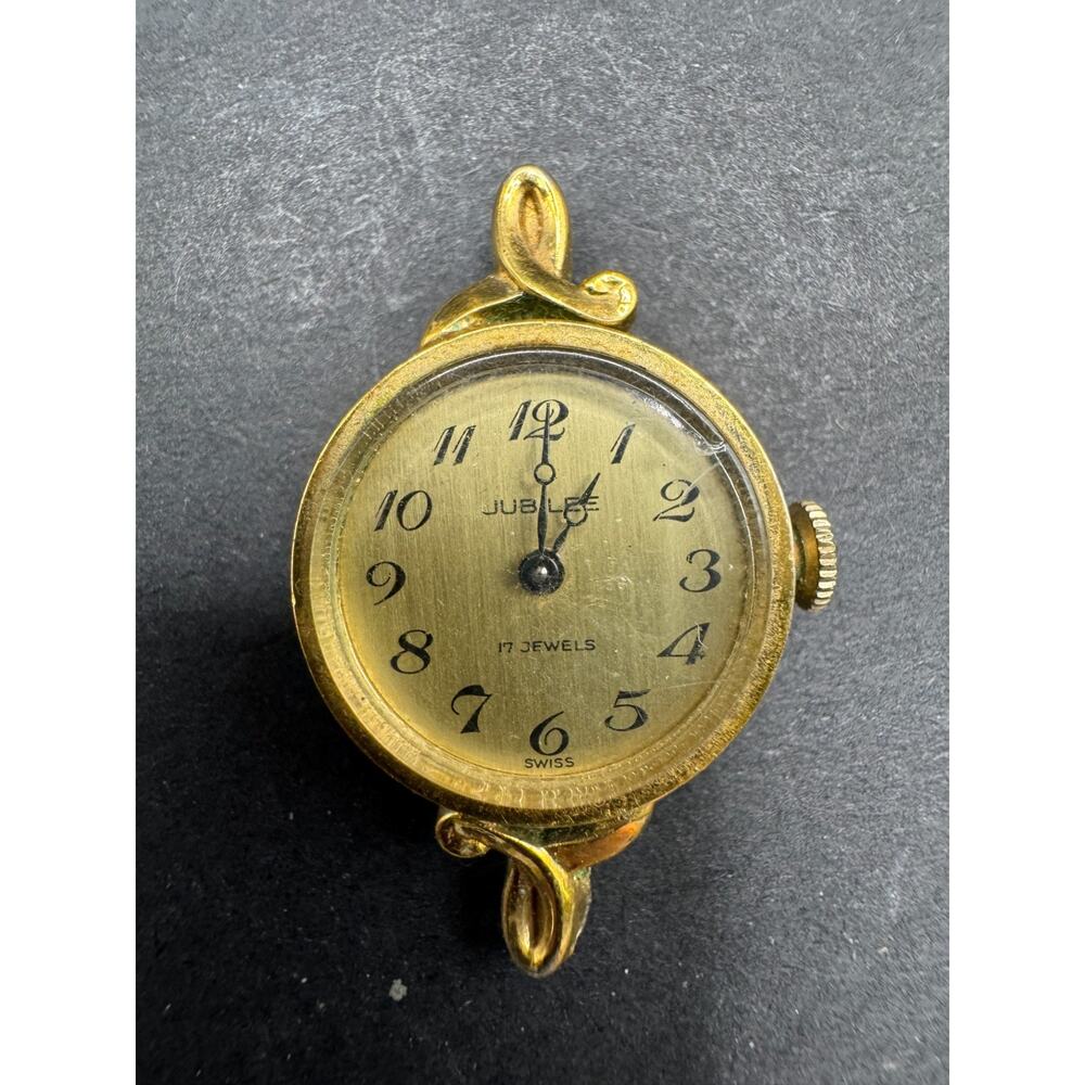 Vintage Jubilee Women's Watch 17 Jewels Wind Up Gold Tone Swiss Made No Band